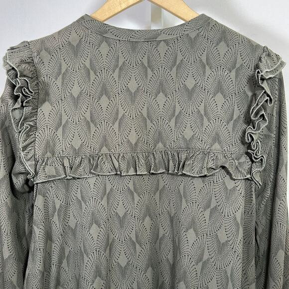 HINGE/NORDSTROM Women’s Ruffle Trim Cropped Zip Front Jacket Green Size Small - Picture 12 of 13